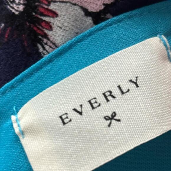 Blue Knee Length Summer Dress With Zipper Details Low Back Gathered Waist - Picture 5 of 6